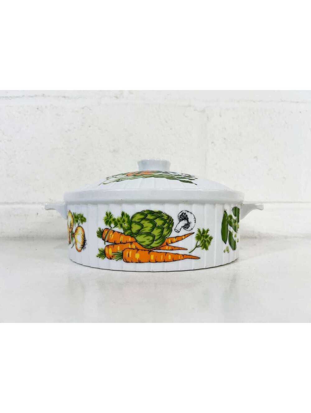 Vegetable Ceramic Casserole Dish Woodcrest Styson Japan 1960s Ovenware